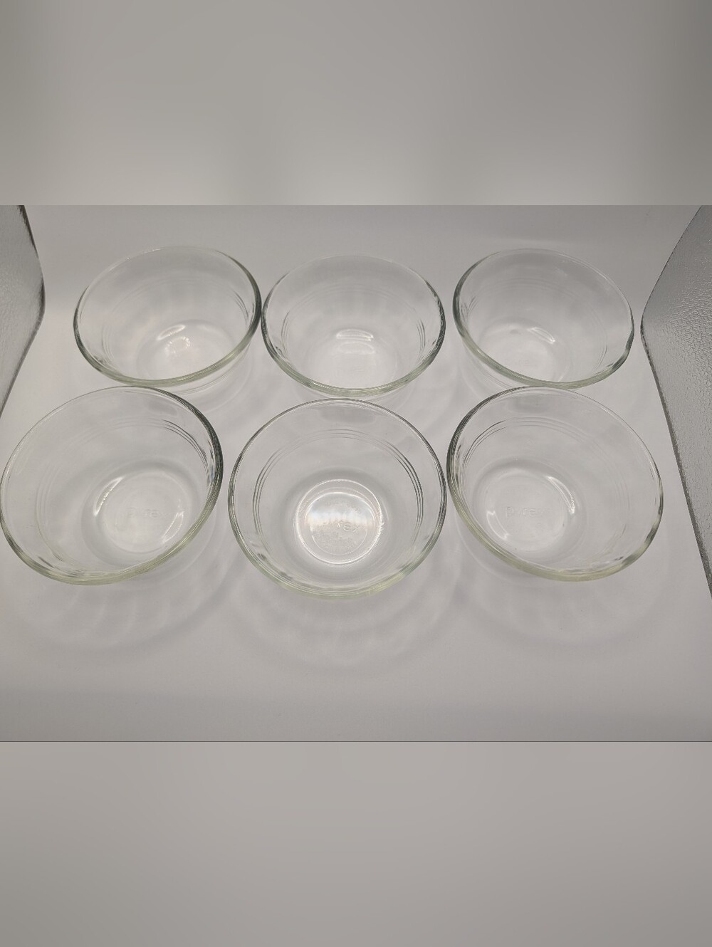 Lot Set of 6 Clear glass pyrex prep bowls dessert dipping Replacement Stackable
